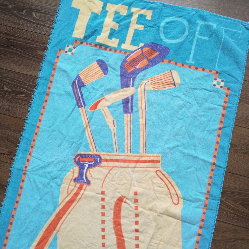 Vintage Summer‎ Stock "TEE OFF" Golf Beach Towel 63"x 34" Cotton